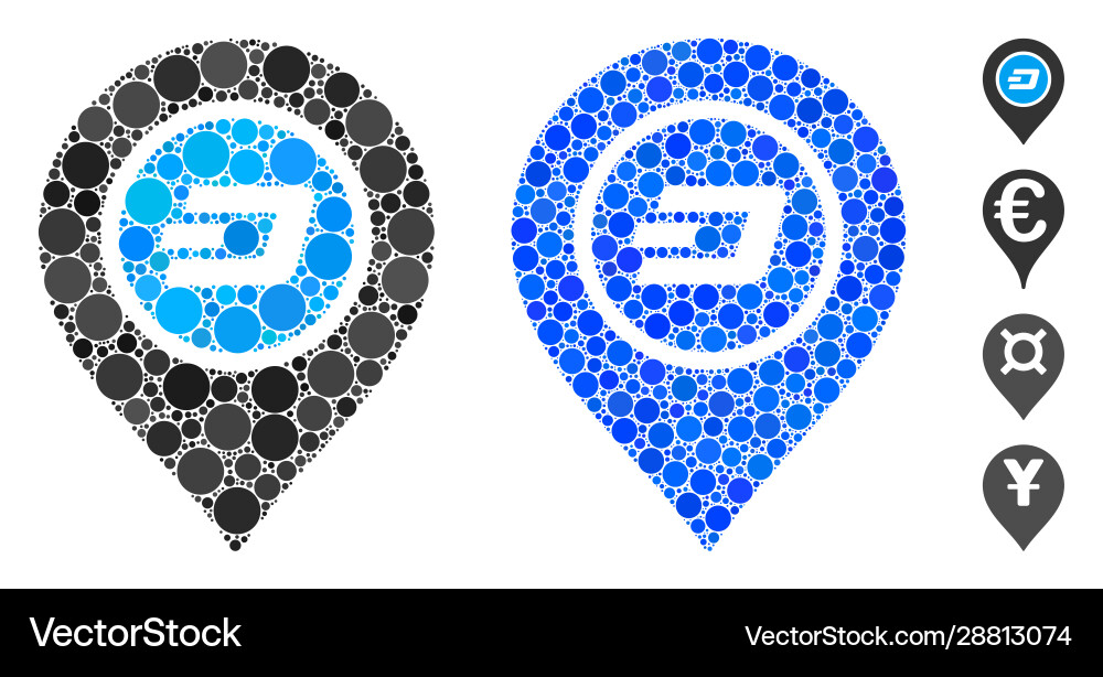Dash map pointer composition icon circle dots Dash map pointer composition icon circle dots vector image