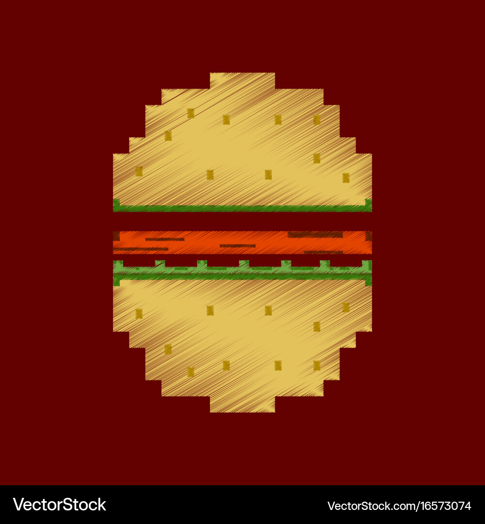Flat shading style icon pixel hamburger Vector Image