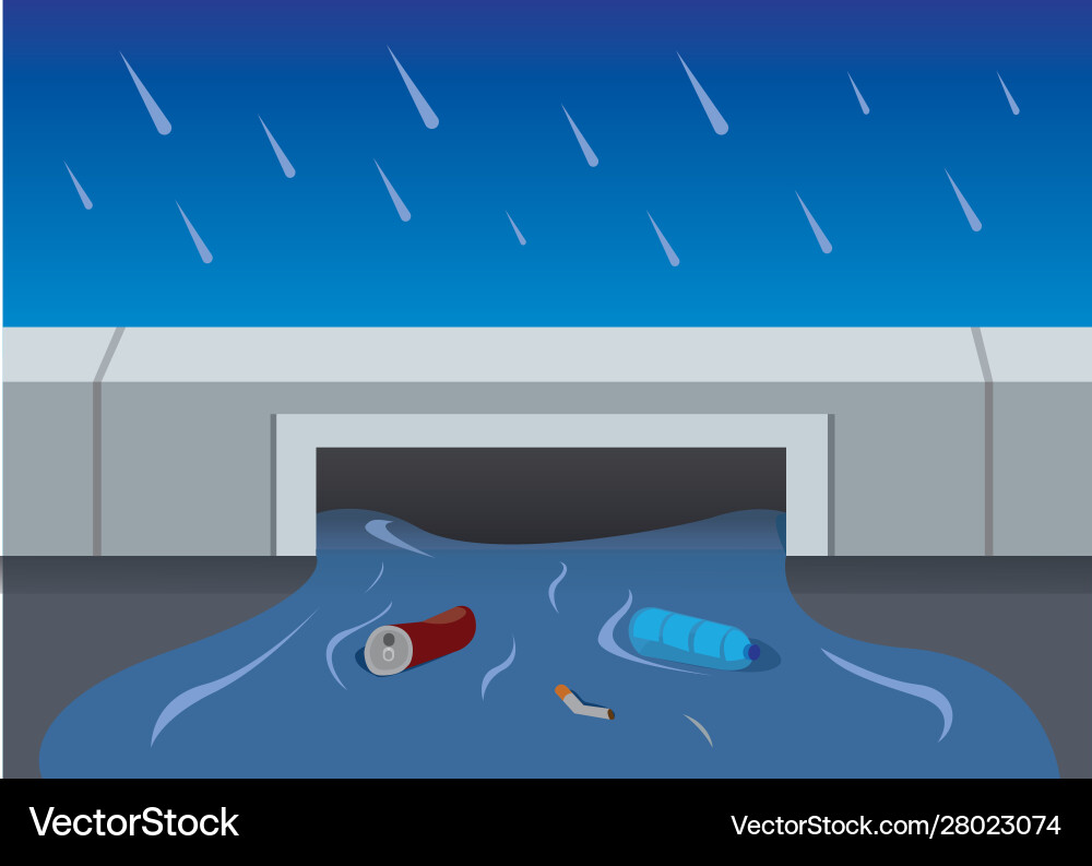 Flood Caused by Sewer Overflow Vector Image
