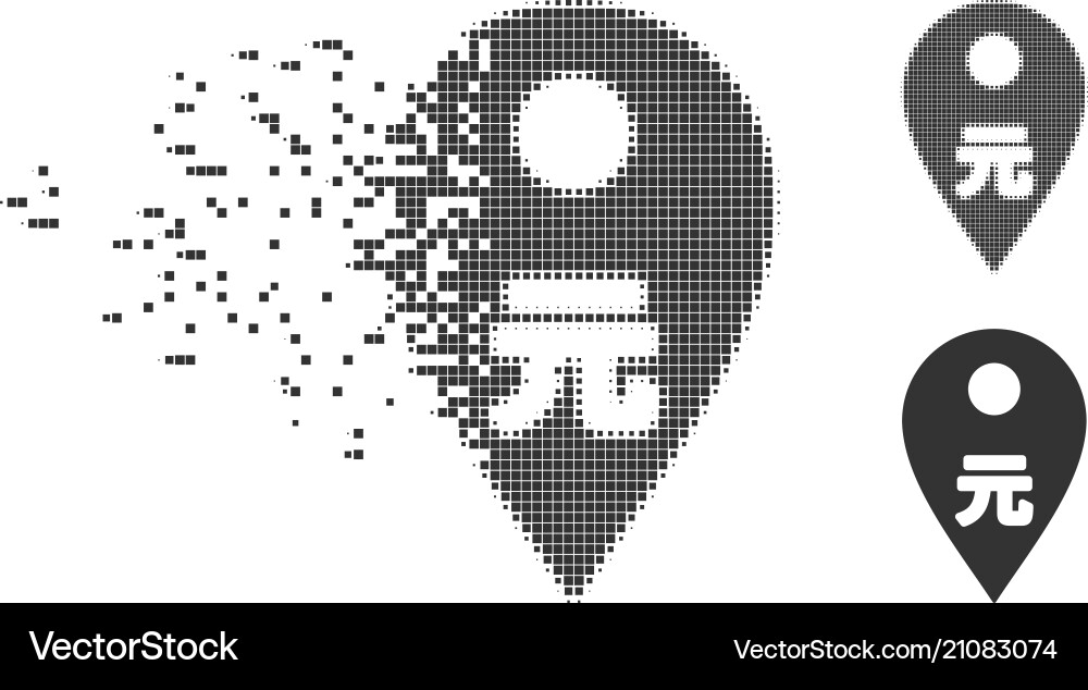 Fragmented Yuan Map Marker Icon vector image