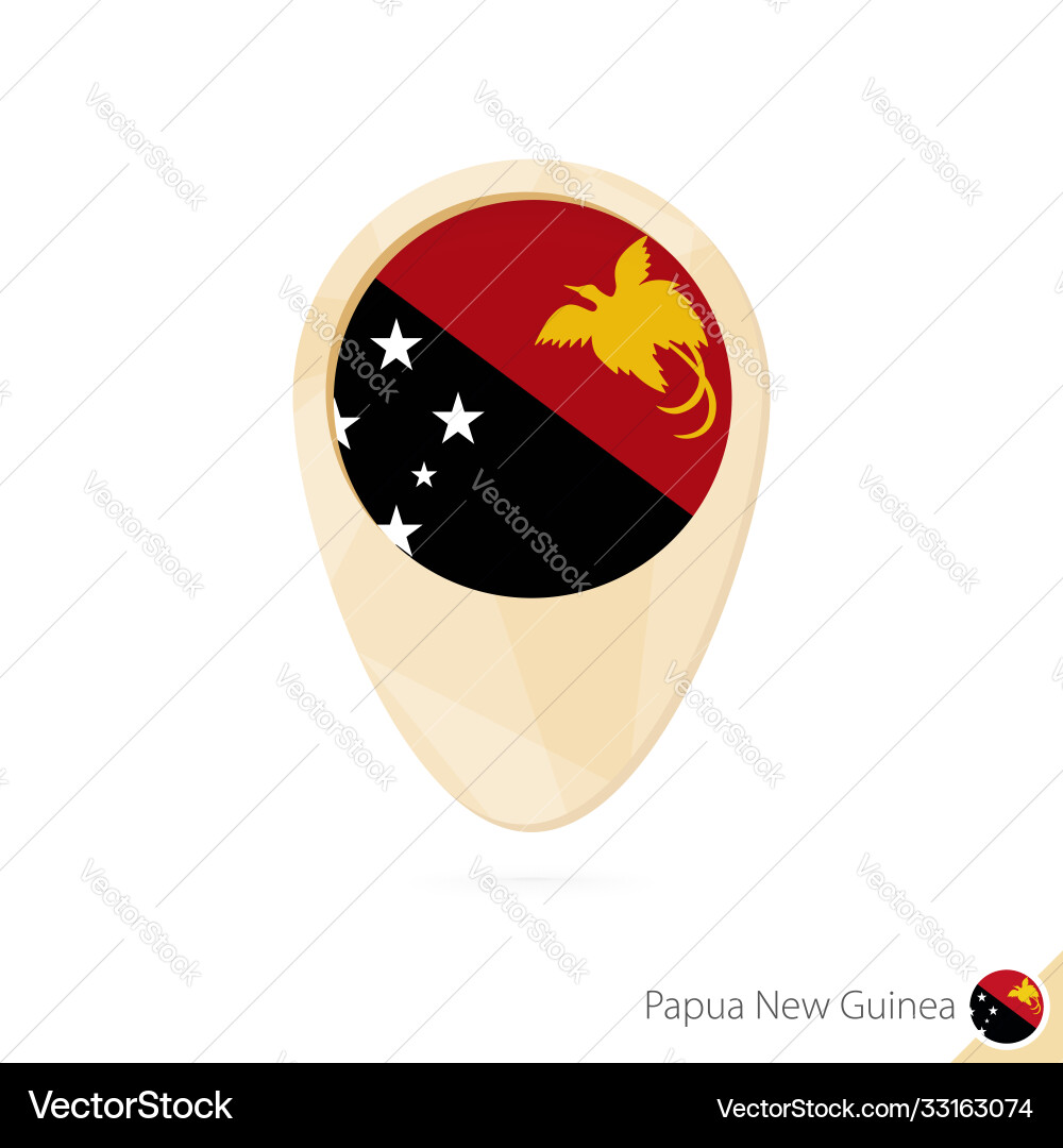 Map pointer with flag papua new guinea orange vector image