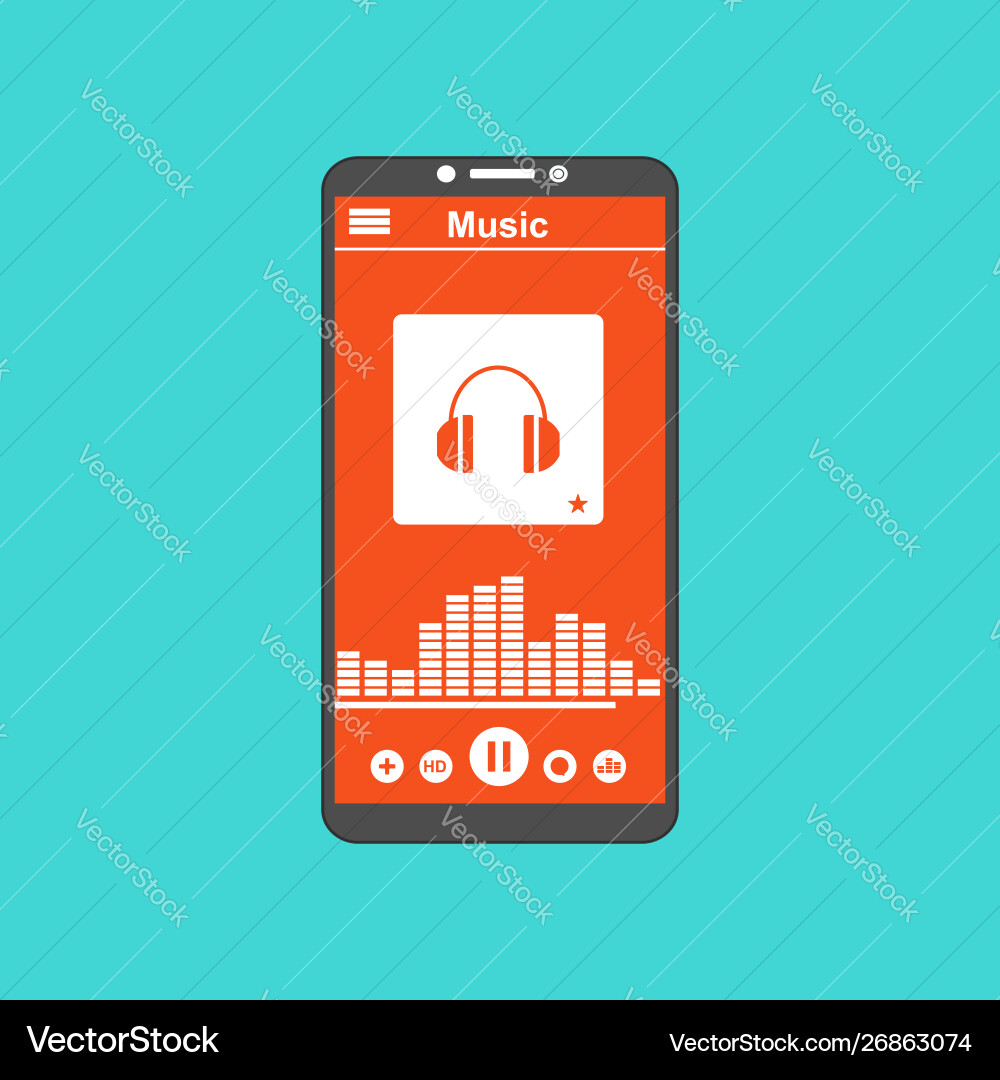 Media player application app template with flat Media player application app template with flat vector image