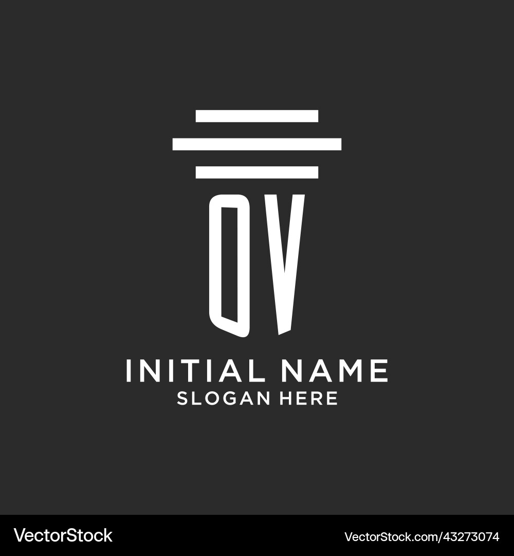 Ov initials with simple pillar logo design Ov initials with simple pillar logo design Vector Image