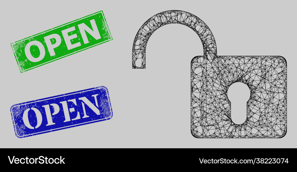 Rubber open seals and hatched lock mesh Vector Image