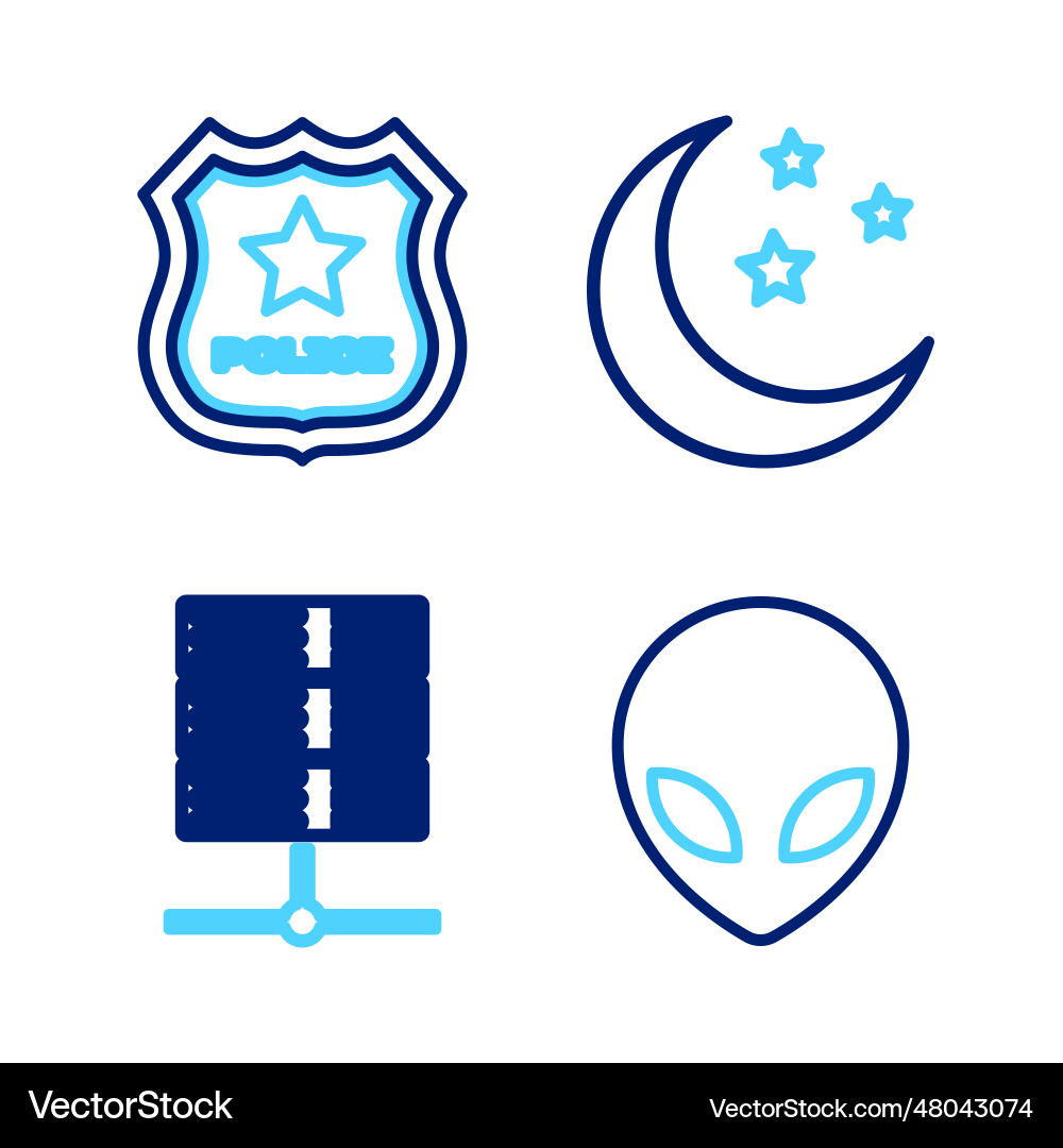 Set line alien server data web hosting moon Set line alien server data web hosting moon vector image