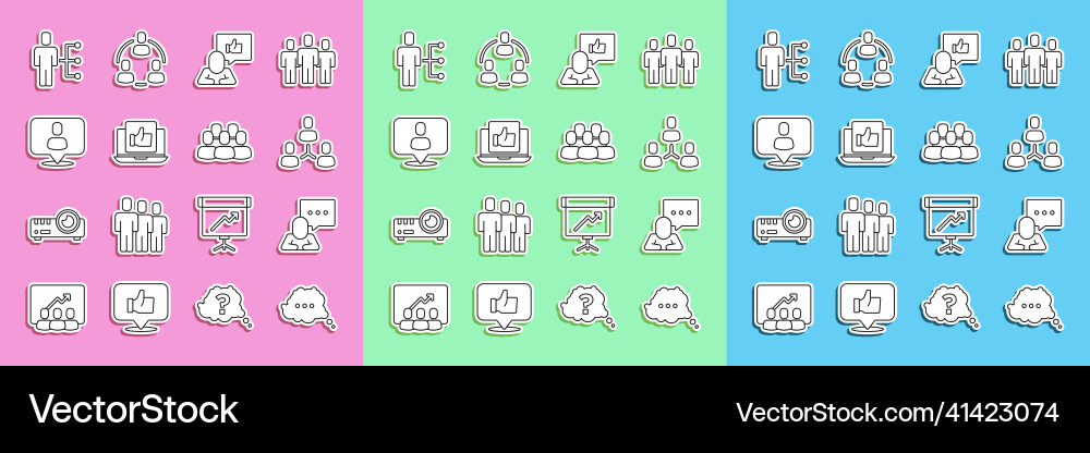 Set line speech bubble chat project team base Set line speech bubble chat project team base vector image