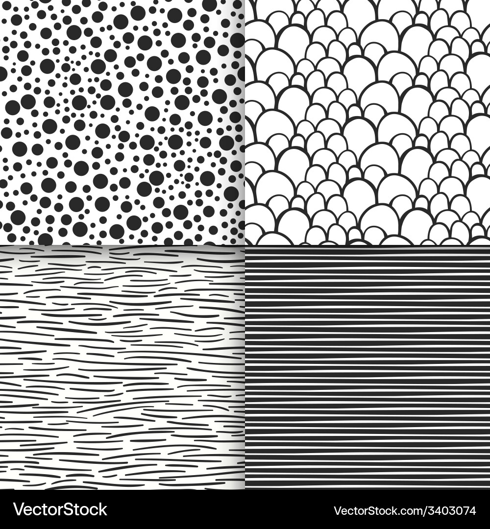 Simple neutral monochrome seamless patterns set vector image
