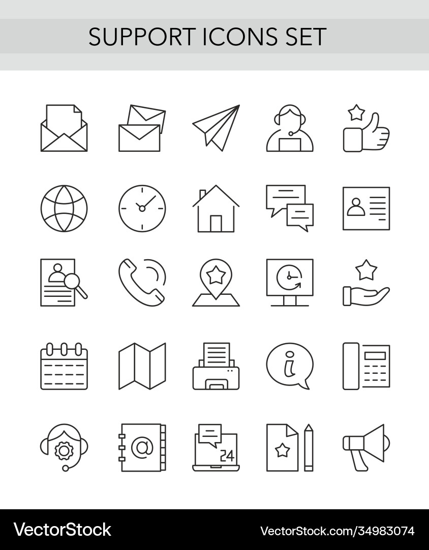 Support Service Line Icons - Tech Help vector image