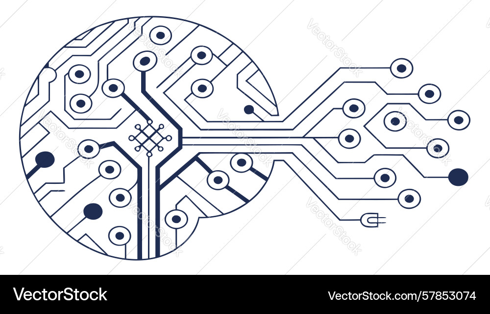 Tech key icon circuit board security symbol Vector Image
