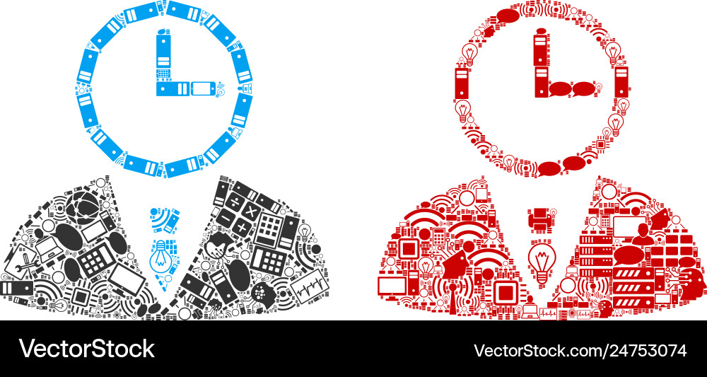 Time manager mosaic icons for bigdata Vector Image