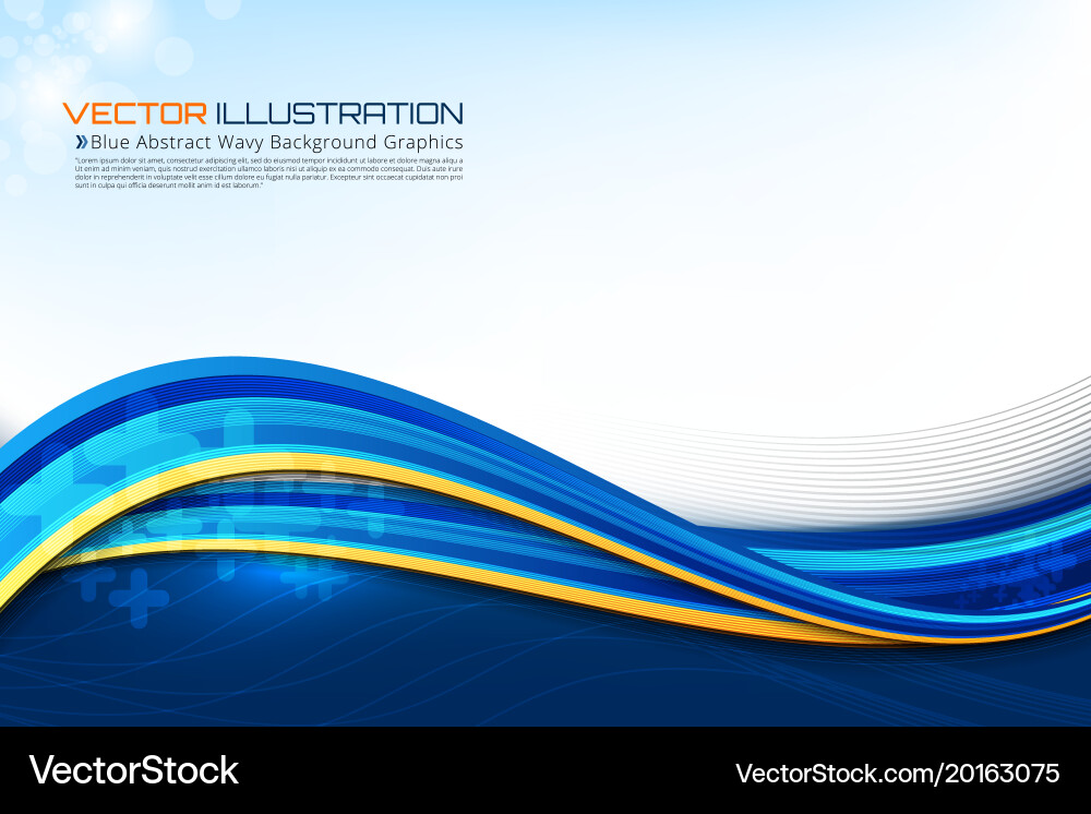 Abstract wavy background with bokeh lights effect vector image