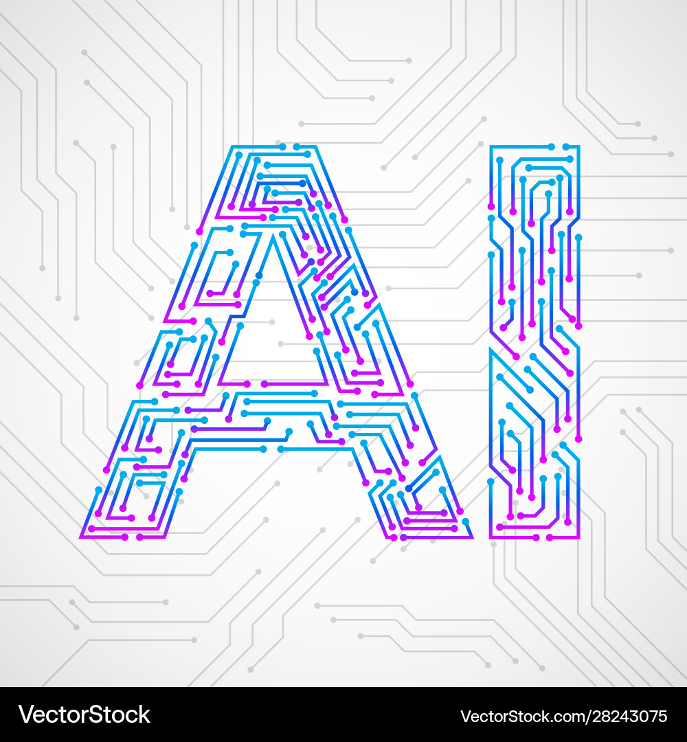 Artificial intelligence with circuit board Artificial intelligence with circuit board Vector Image