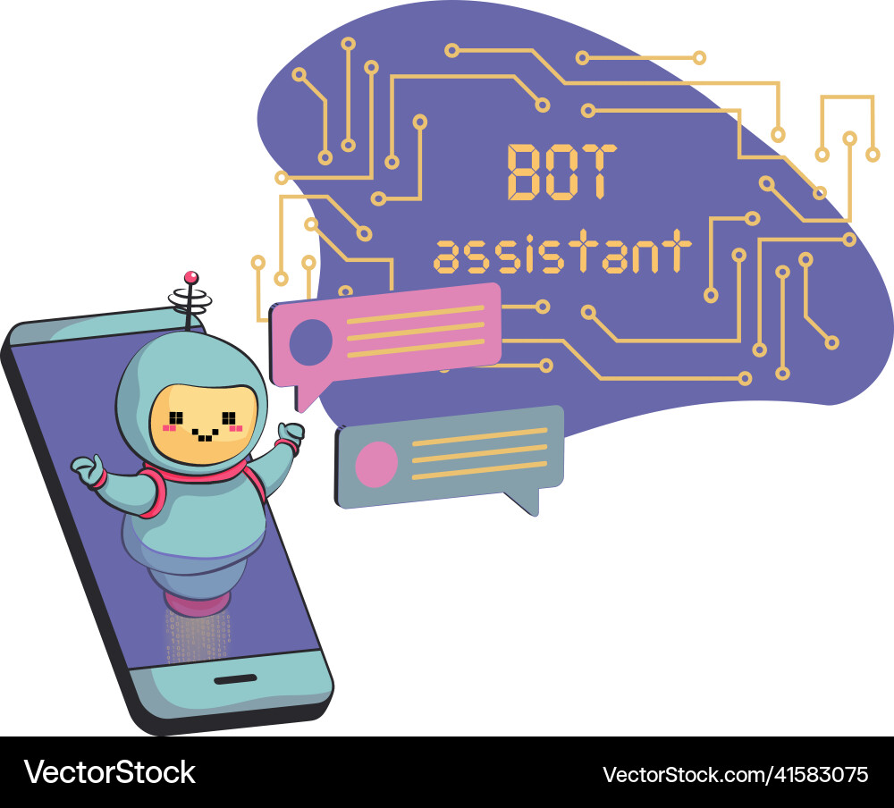 Chatbot concept ai robot assistant online Chatbot concept ai robot assistant online vector image