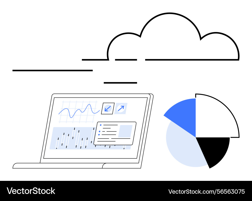 Cloudbasierte Datenanalyse mit Diagrammen und Diagrammen Cloudbasierte Datenanalyse mit Diagrammen und Diagrammen vektorbild