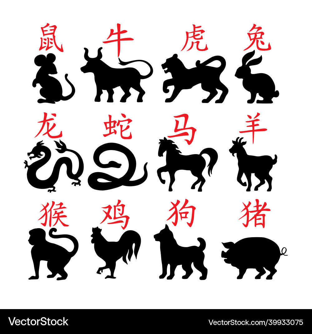Collection of chinese calendar year animal Collection of chinese calendar year animal vector image