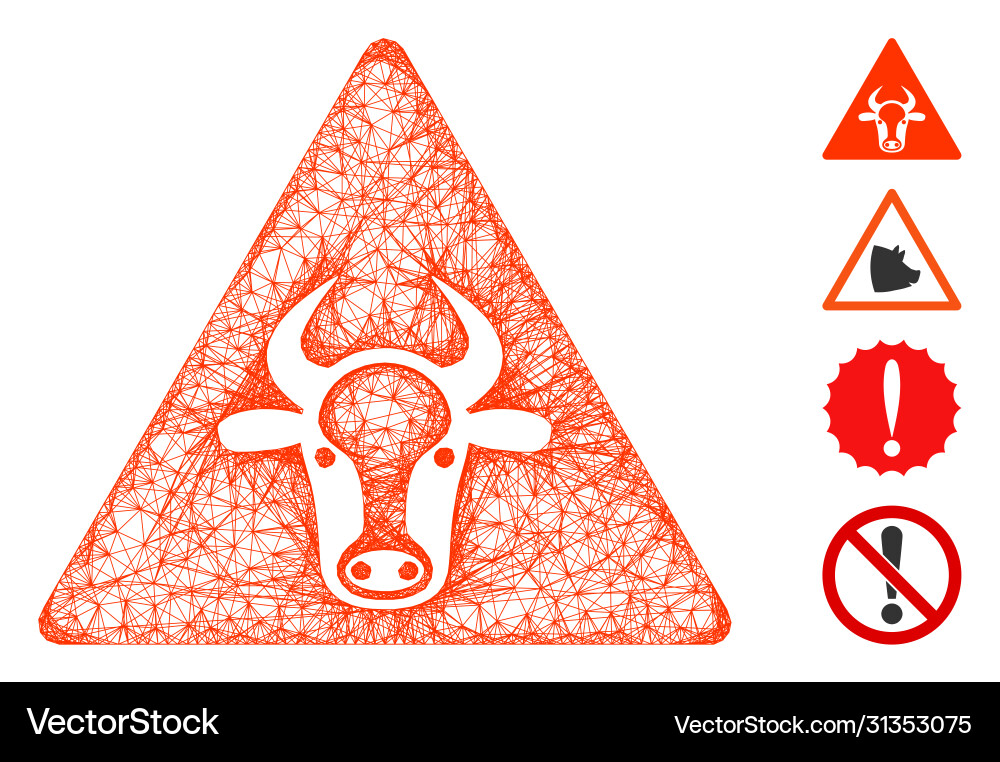 Cow warning web mesh Cow warning web mesh vector image