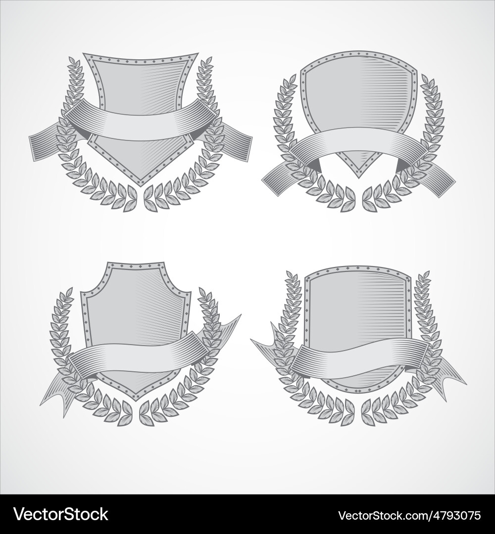 Design elements set of shields with laurel Vector Image