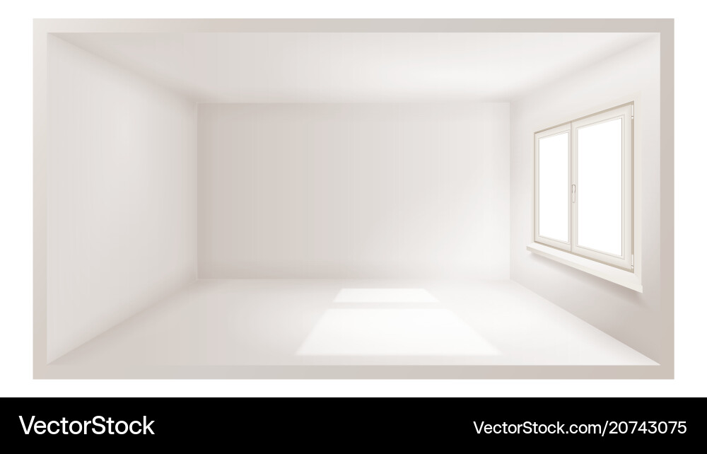 Empty room white wall plastic window Royalty Free Vector
