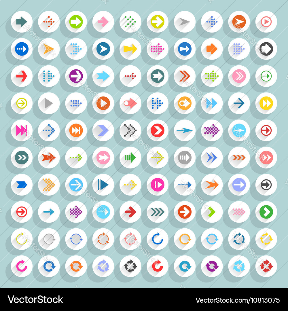 Flat arrow icon circle web button Vector Image