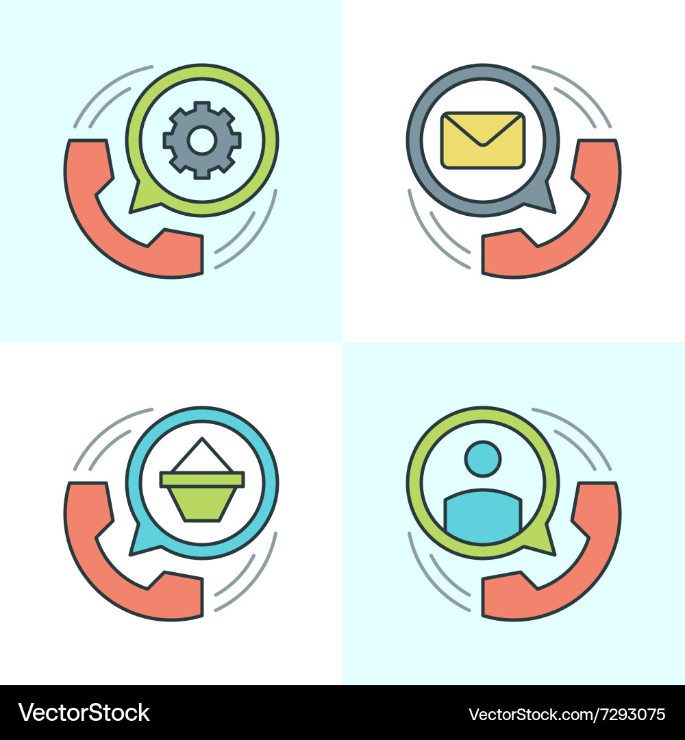 Flat line icons set thin linear stroke vector image