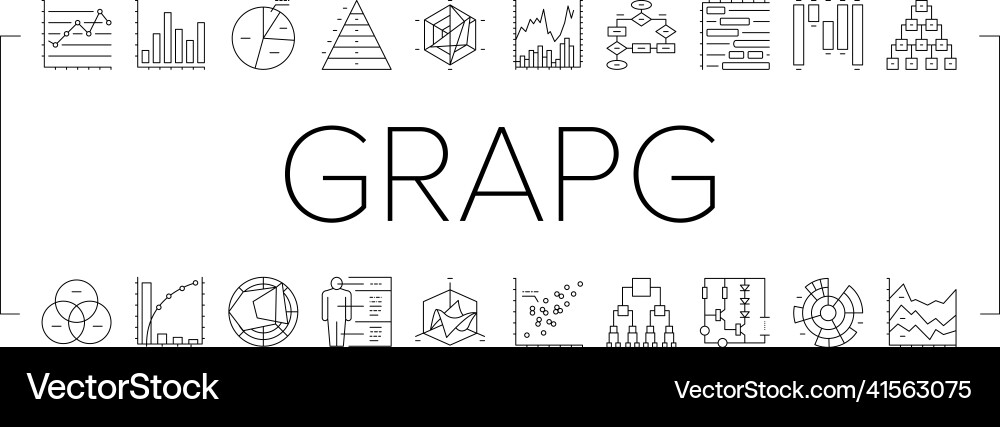 Graph for analyzing and research icons set Graph for analyzing and research icons set vector image