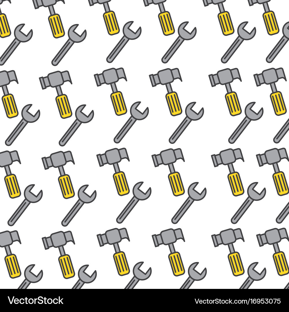 Hammer and wrench pattern background Vector Image