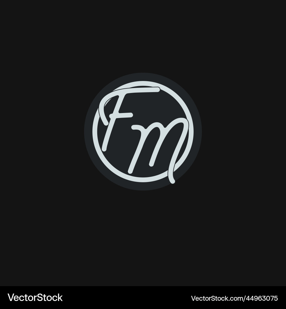 Initials fm logo monogram with simple circle line vector image
