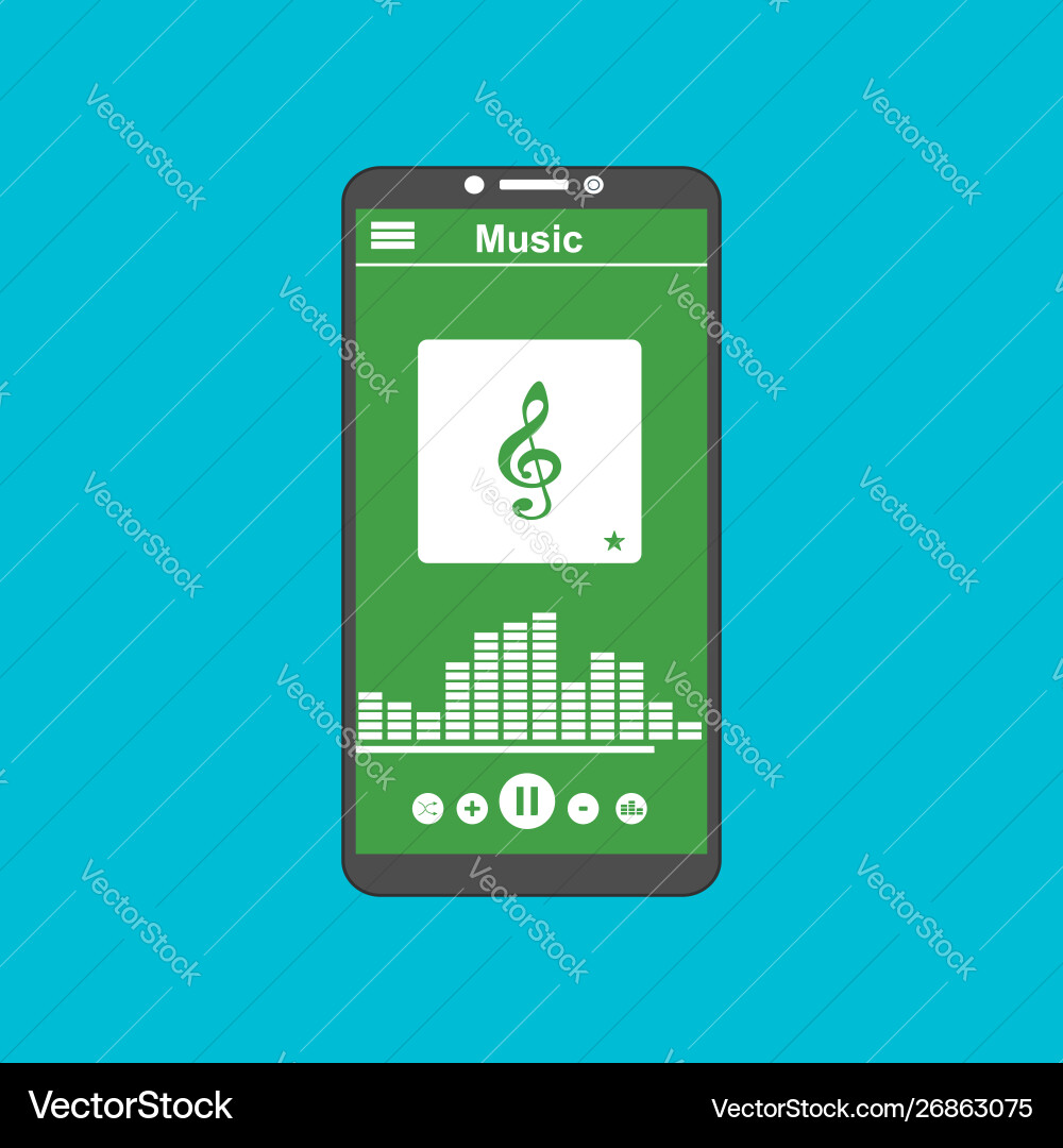 Media player application app template with flat Media player application app template with flat vector image