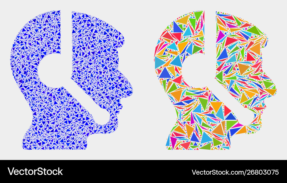 Operator head mosaic icon triangle Operator head mosaic icon triangle vector image