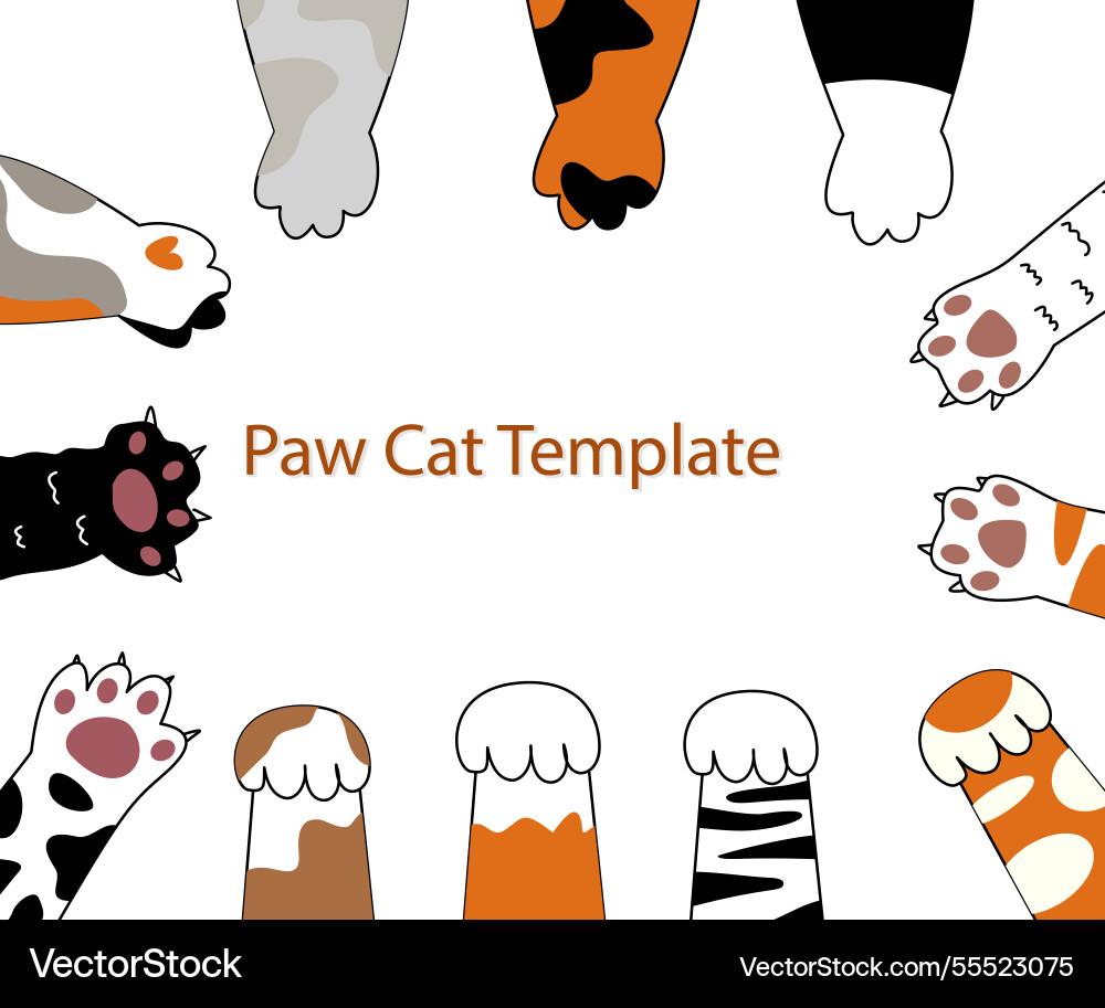 Paw cat template editable text Paw cat template editable text Vector Image
