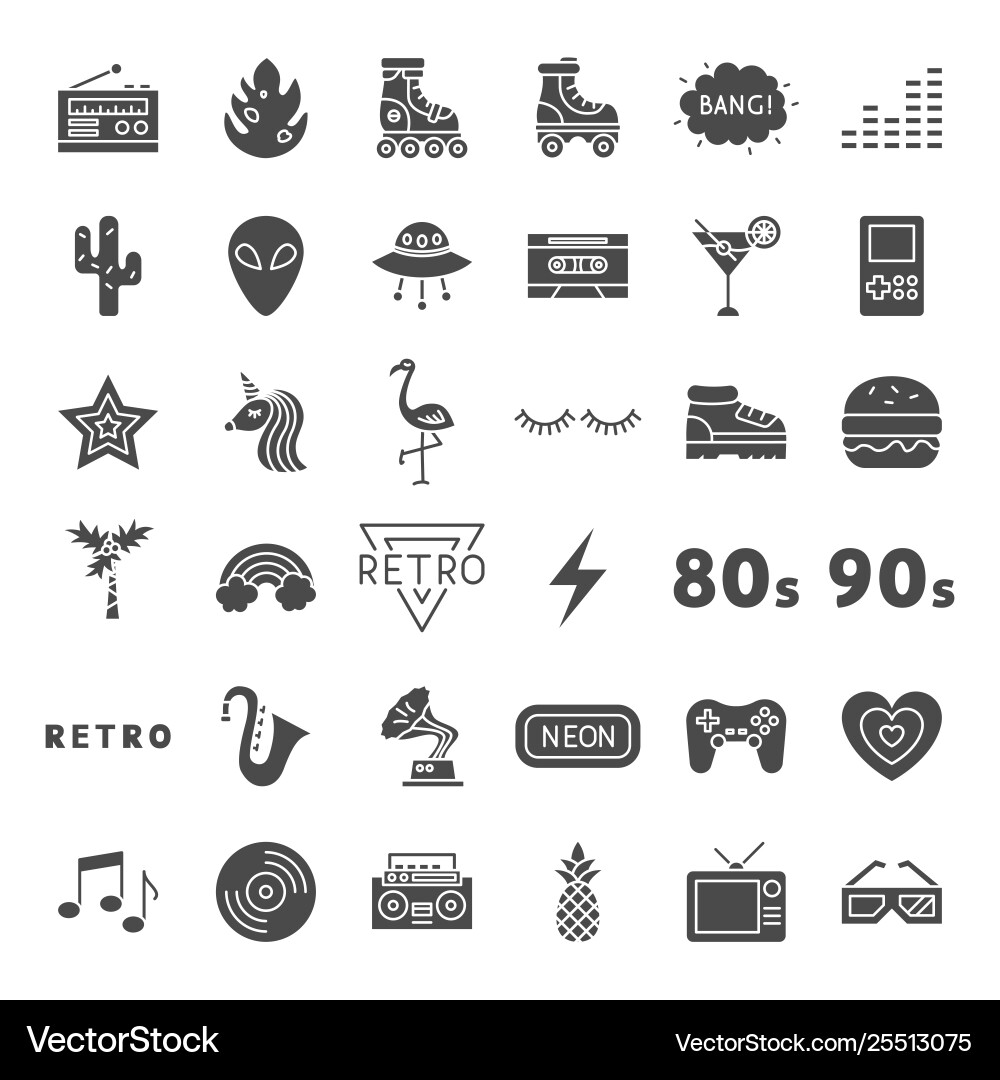 Retro solid web icons Retro solid web icons vector image