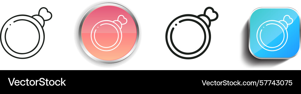 Ring icon thin linear regular and button style vector image