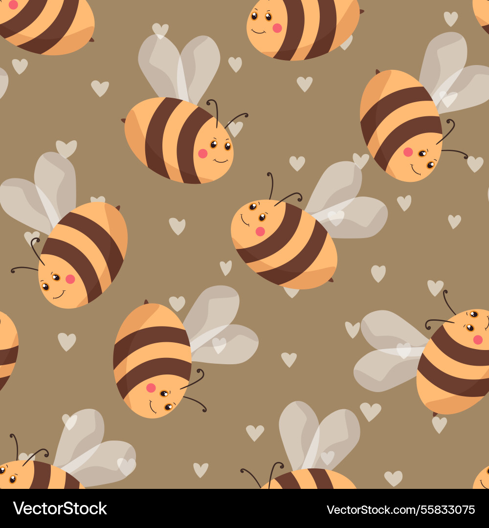 Seamless pattern with bees on color background Seamless pattern with bees on color background vector image