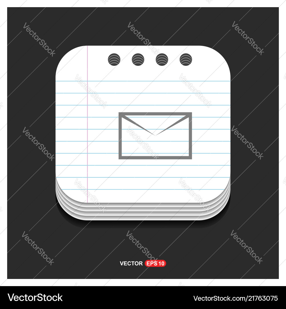 Send mail icon gray on notepad style Send mail icon gray on notepad style vector image