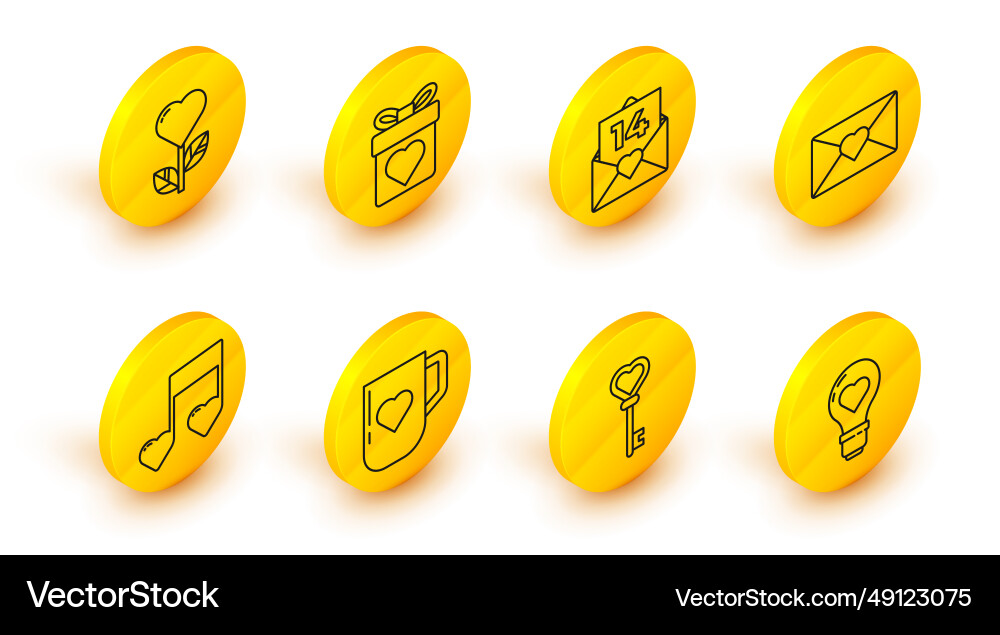 Set line heart shape in a light bulb key Set line heart shape in a light bulb key Vector Image