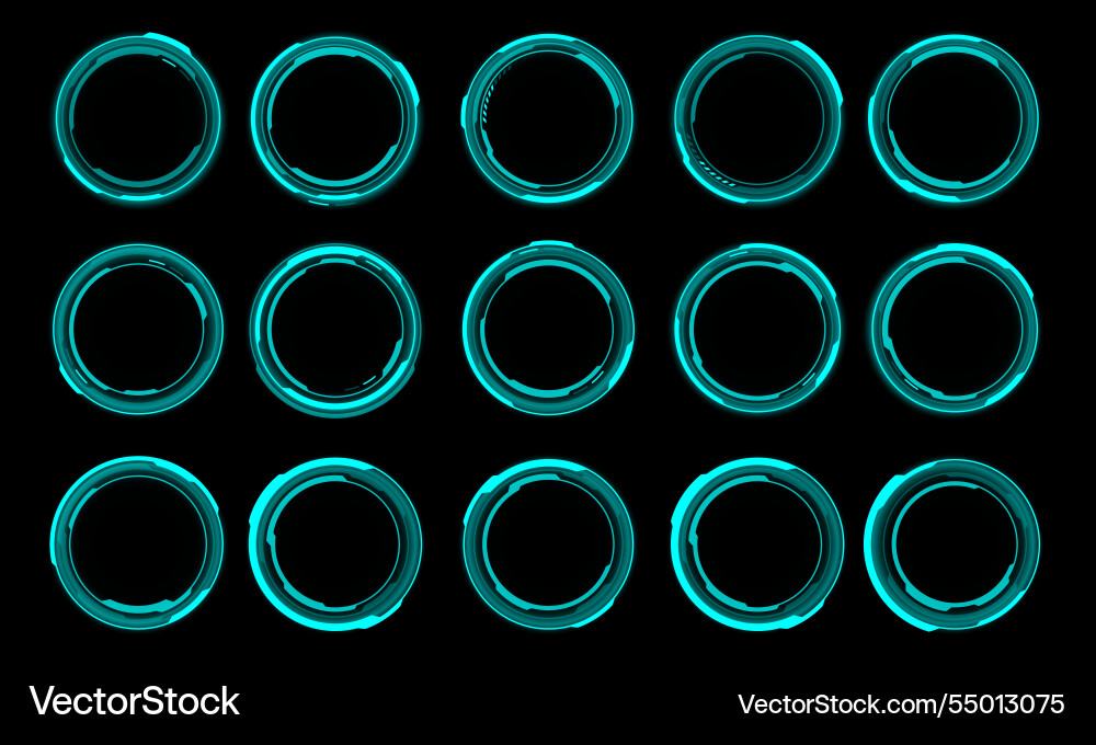 Set of sci fi blue circle user interface elements Set of sci fi blue circle user interface elements vector image