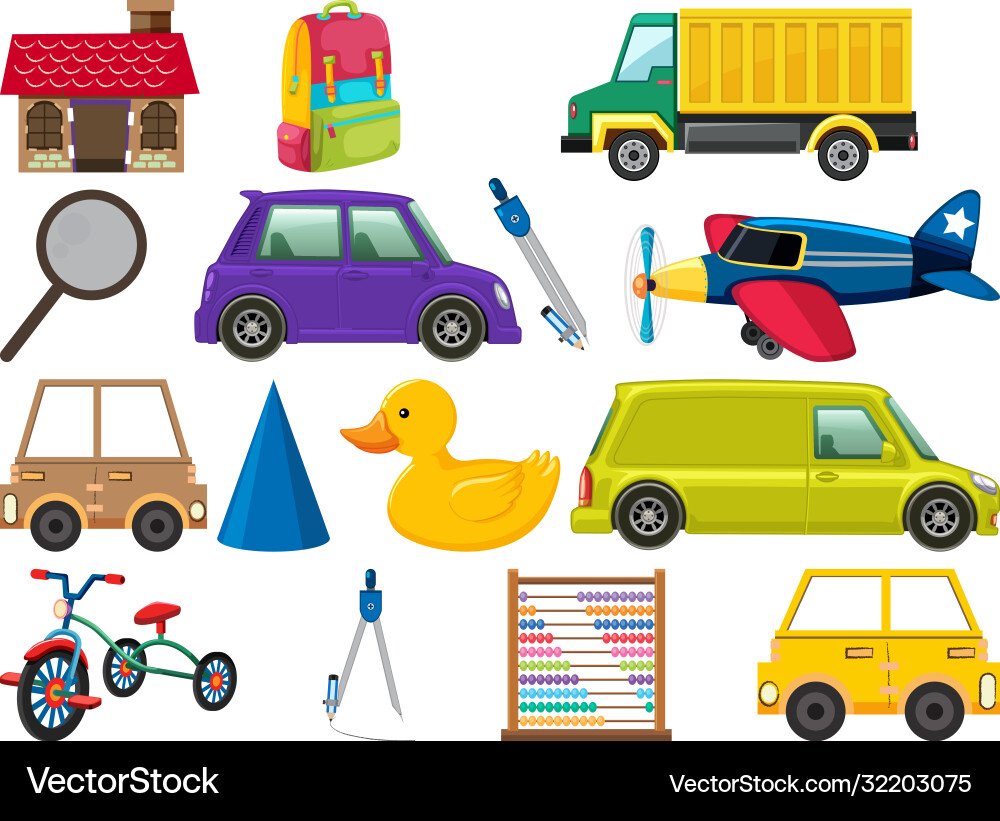 Set various objects cartoon Set various objects cartoon vector image