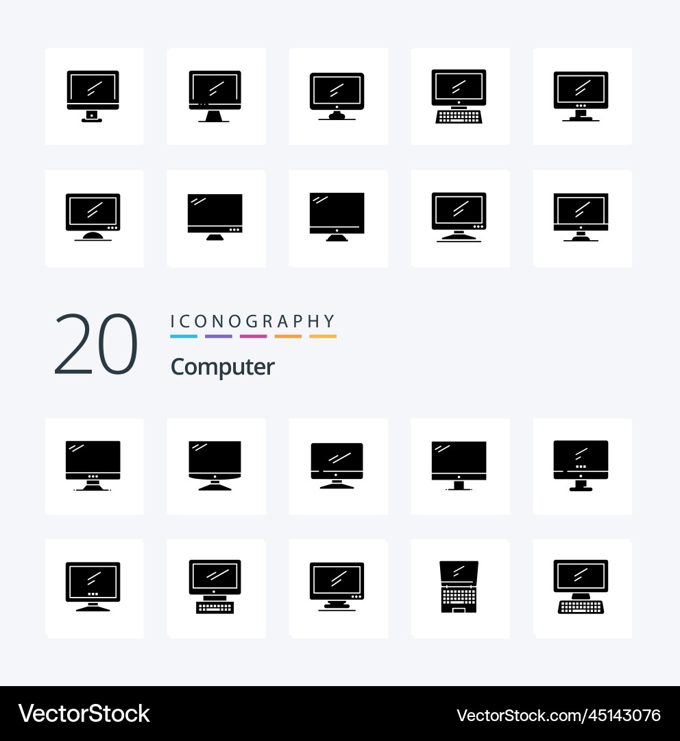 20 computer solid glyph icon pack like layer Vector Image
