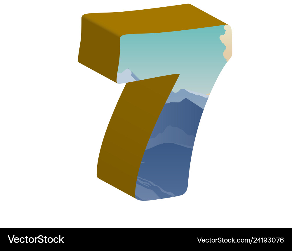 3d number seven of font 3d number seven of font vector image