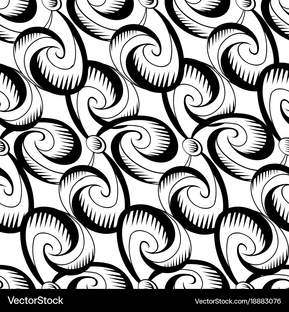 Abstract seamless ballpoint curls pattern vector image