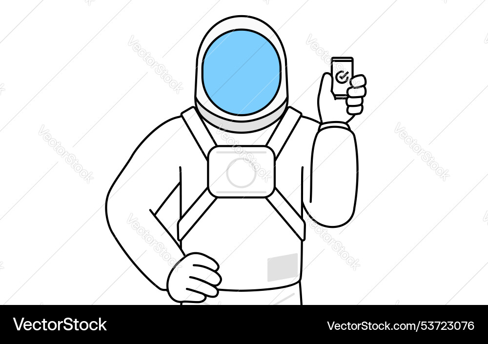 Astronaut using a smartphone at work Vector Image