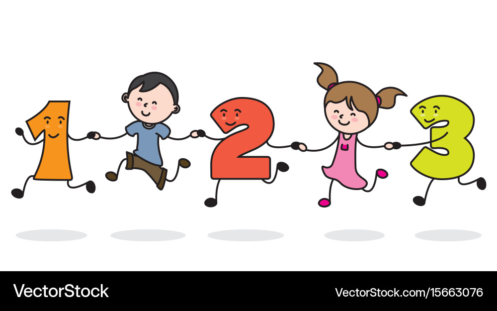 Children Running with Numbers vector image