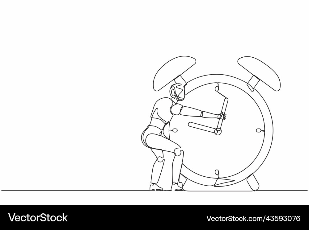Continuous one line drawing robots hugging huge Continuous one line drawing robots hugging huge vector image
