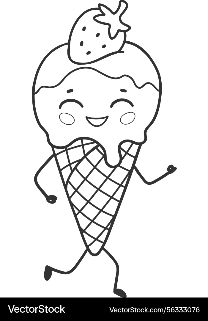 Cute ice cream character Cute ice cream character vector image