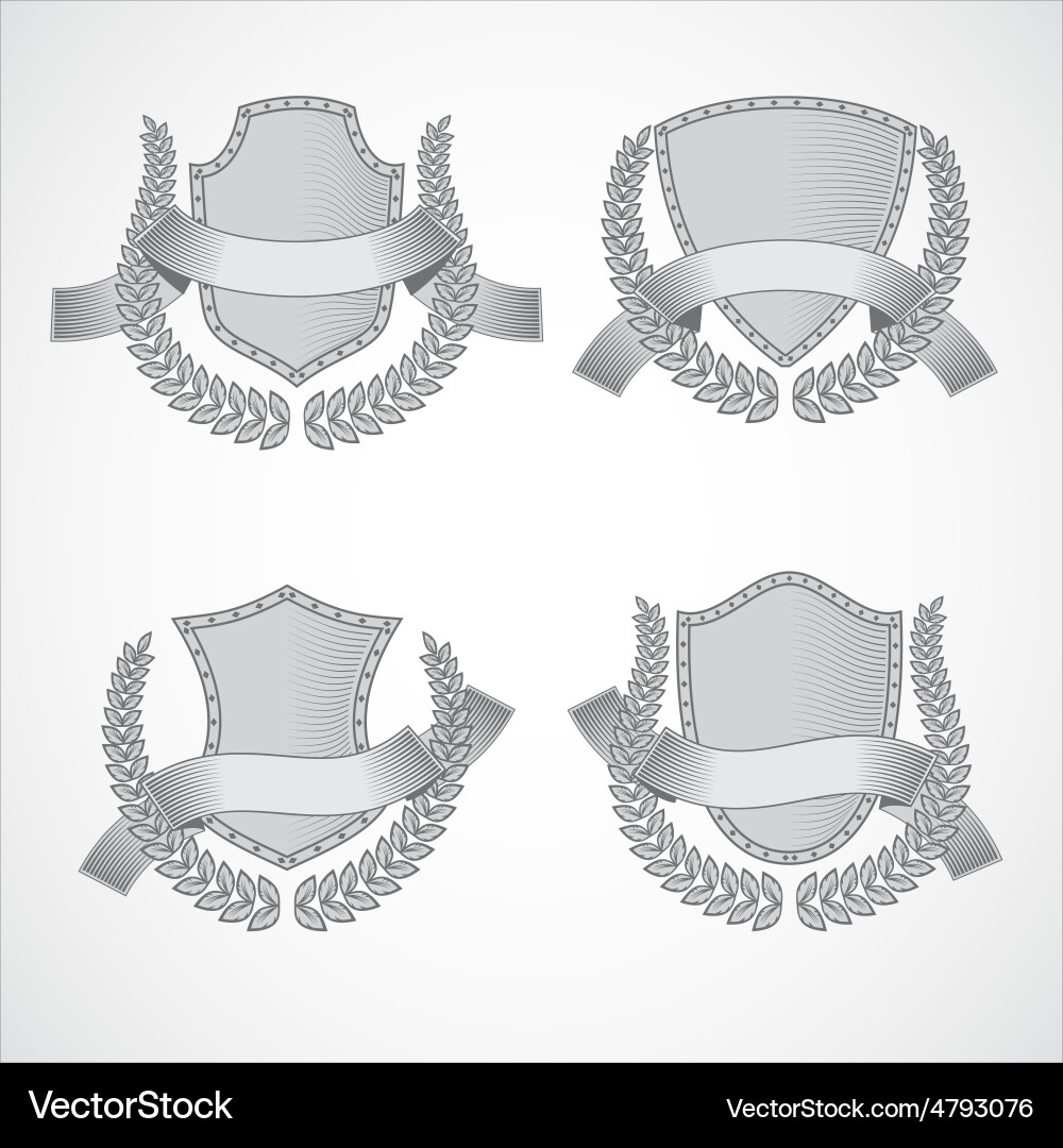 Design elements set of shields with laurel vector image