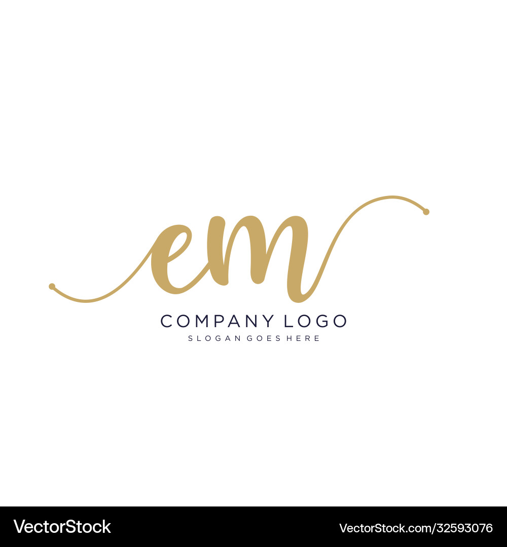 Write Initials Em Em initial handwriting logo design Royalty Free Vector Image