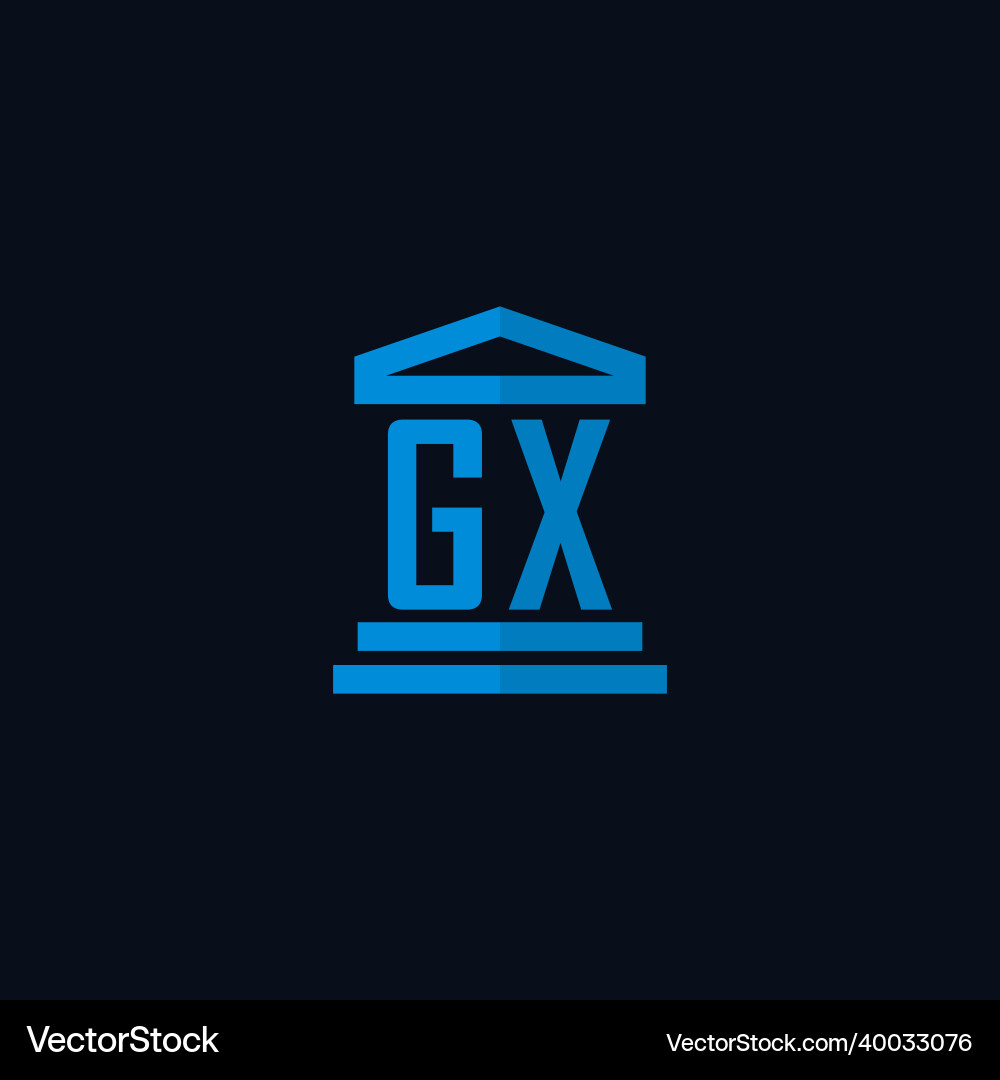 Gx initial logo monogram with simple courthouse Gx initial logo monogram with simple courthouse Vector Image