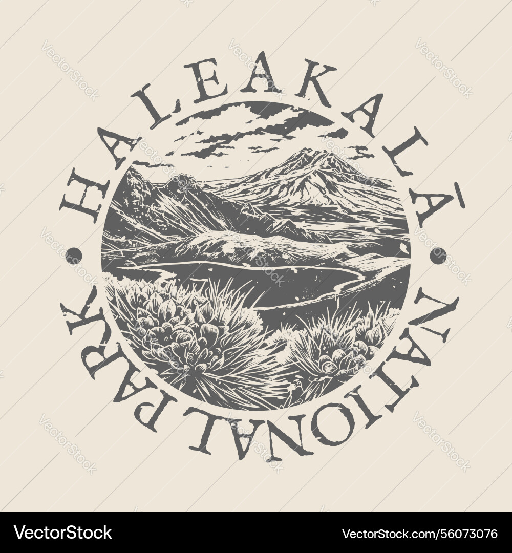 Haleakala national park stamp Haleakala national park stamp vector image