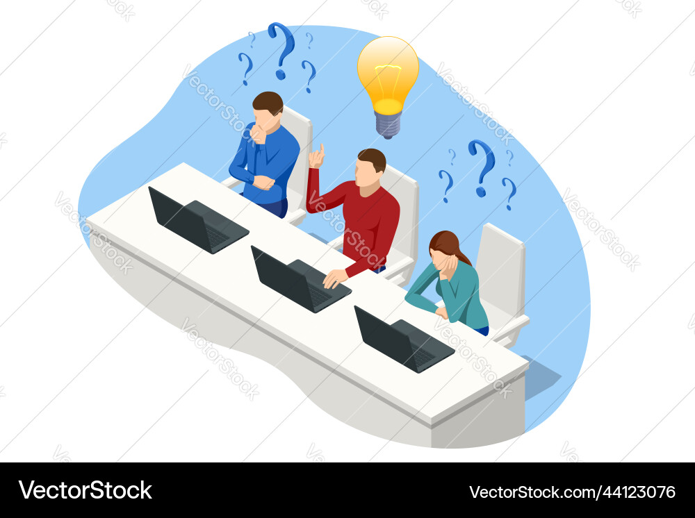 Isometric faq frequently asked questions concept Vector Image