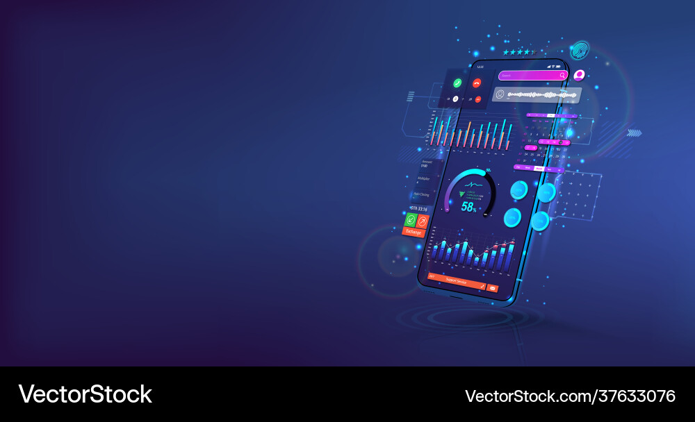 Mobile app with colored design creation Mobile app with colored design creation vector image
